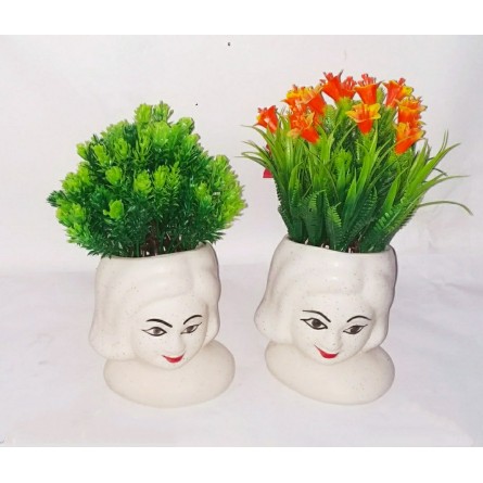 Pair Of Girls Ceramic Pots